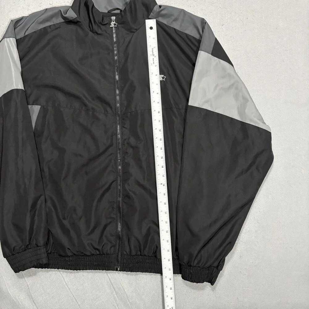 Starter Windbreaker Jacket Men's 2XL Black Full Zip Track Y2K